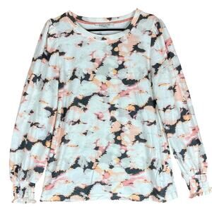 Rose + Olive Womens Sweatshirt Multicolored Pullover Puff Sleeve Stretch Small